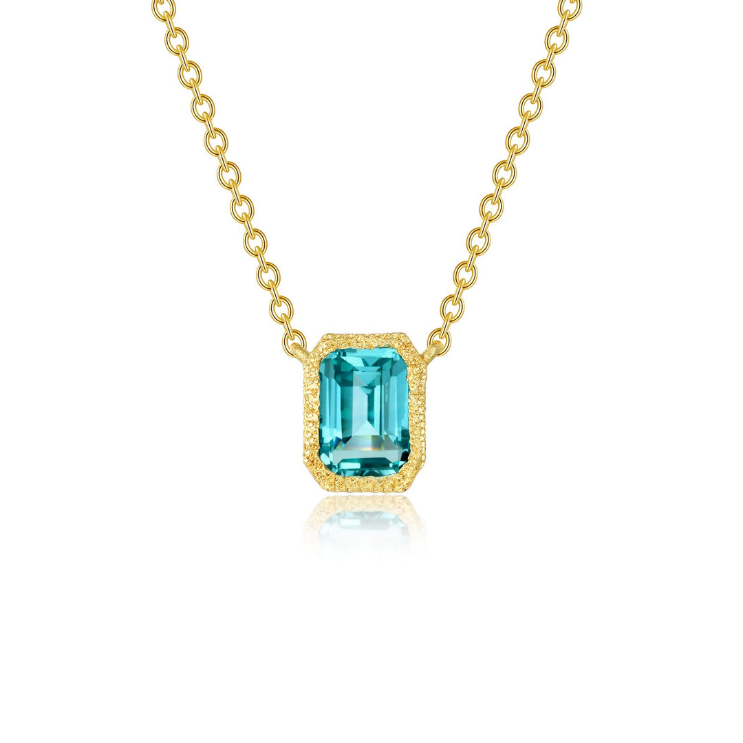 Fancy Lab-Grown Sapphire Solitaire Necklace