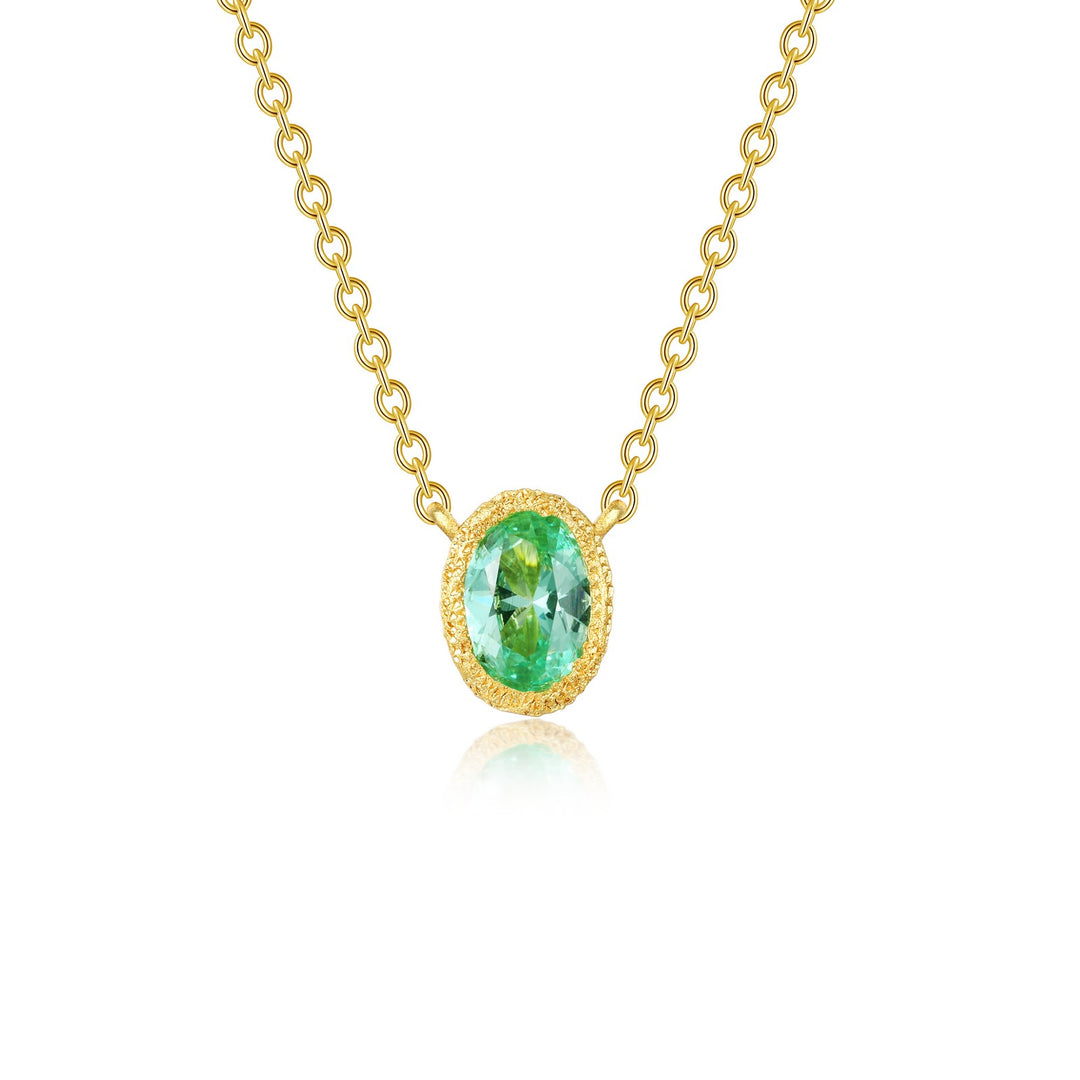 Fancy Lab-Grown Sapphire Solitaire Necklace