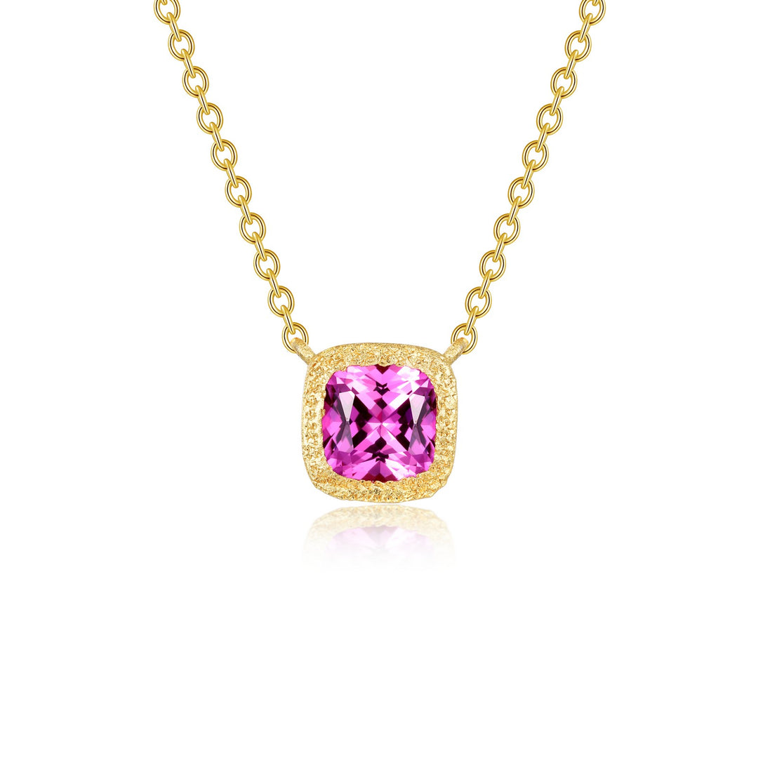 Fancy Lab-Grown Sapphire Solitaire Necklace