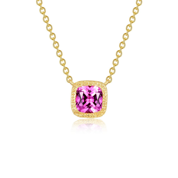 Fancy Lab-Grown Sapphire Solitaire Necklace