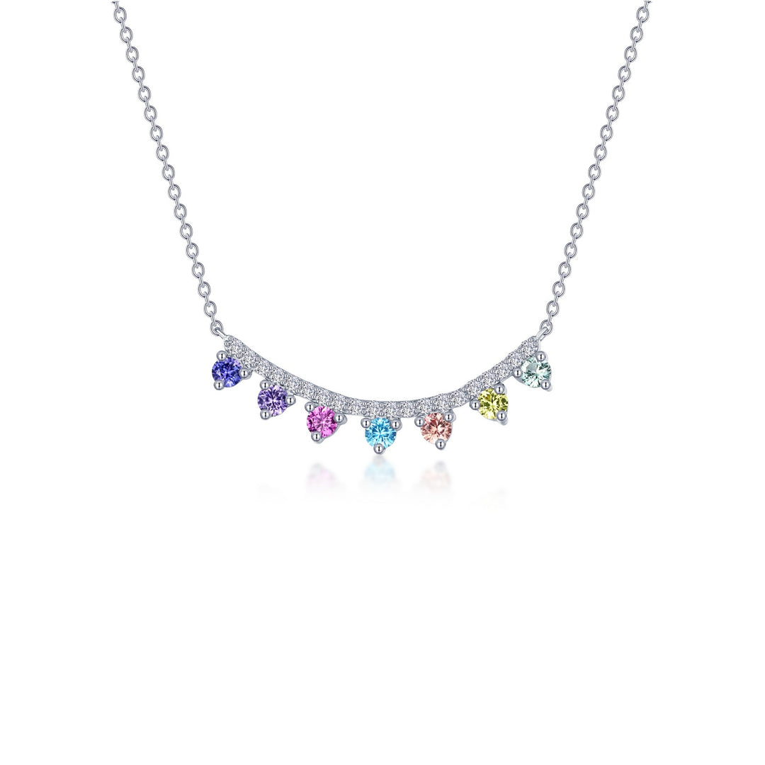 Fancy Lab-Grown Sapphire Curved Bar Necklace