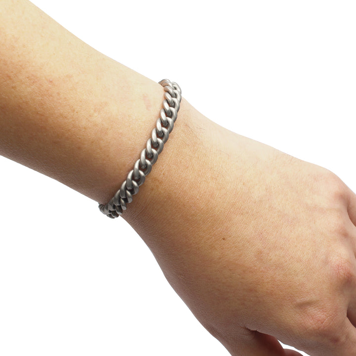 8mm Titanium Flat Clasp Miami Cuban Bracelet