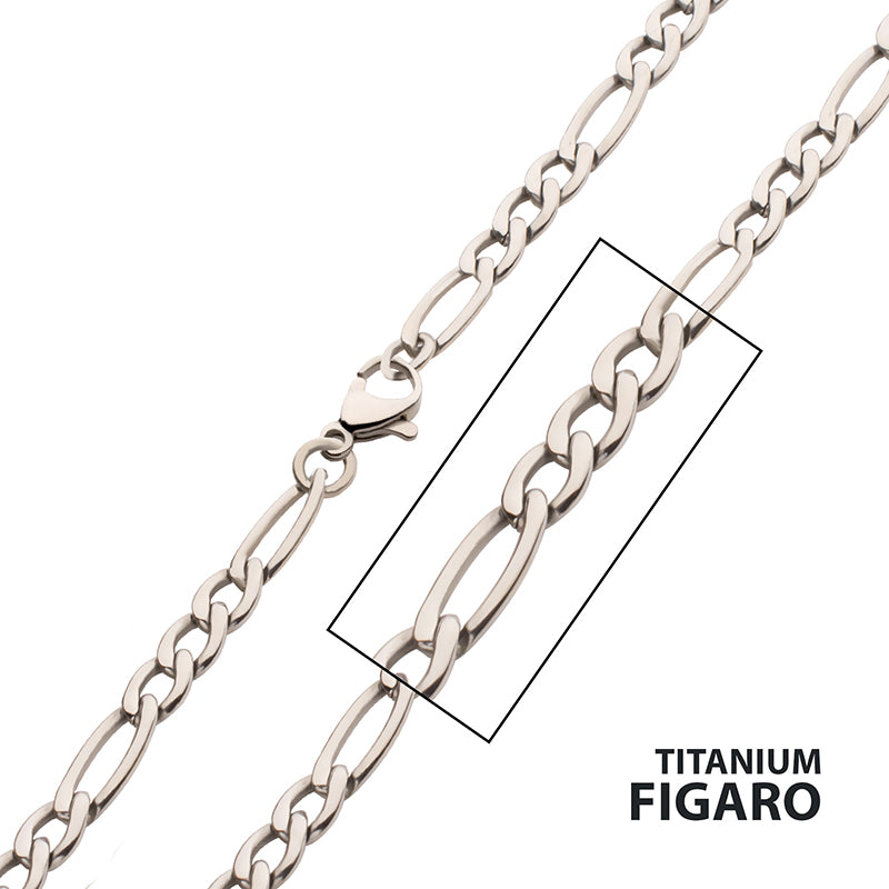 4.7mm Titanium Figaro Chain Necklace with Lobster Clasp