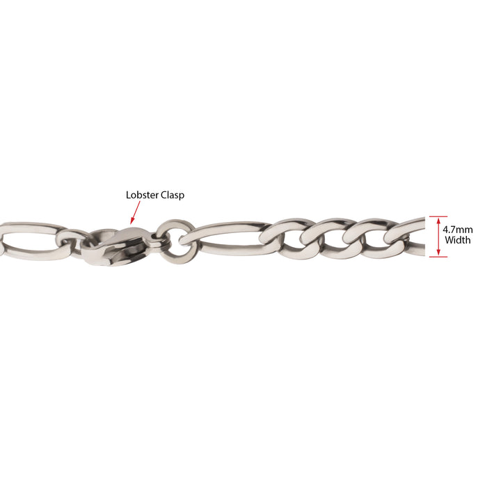4.7mm Titanium Figaro Chain Necklace with Lobster Clasp