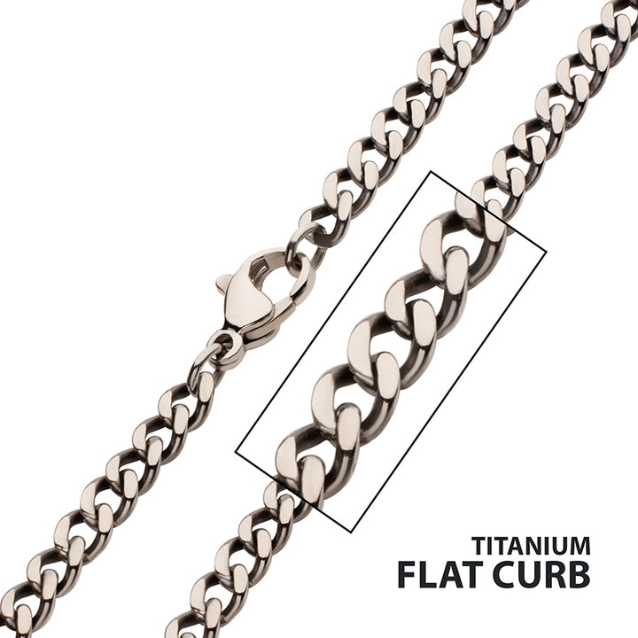 3.5mm Titanium Flat Curb Chain Necklace with Lobster Clasp