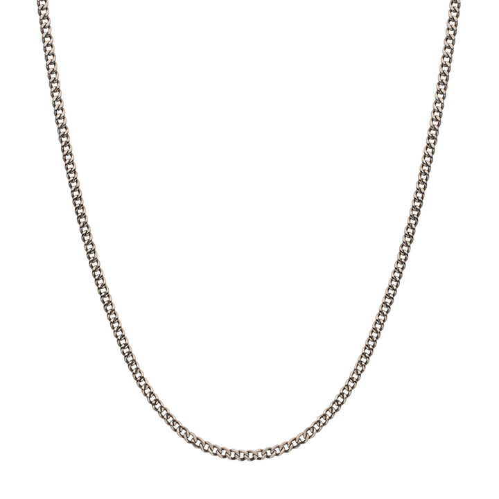 3.5mm Titanium Flat Curb Chain Necklace with Lobster Clasp