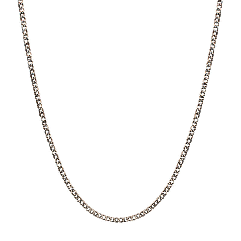 3.5mm Titanium Flat Curb Chain Necklace with Lobster Clasp