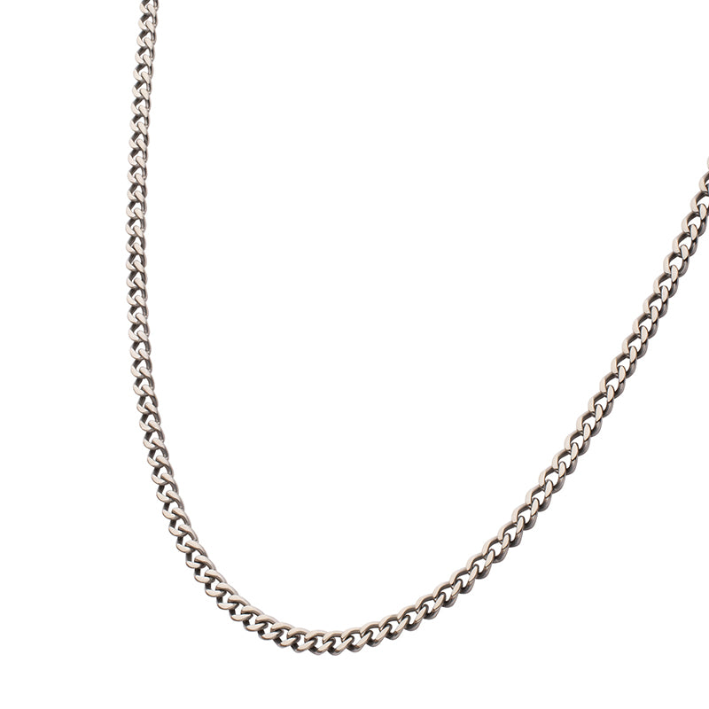 3.5mm Titanium Flat Curb Chain Necklace with Lobster Clasp