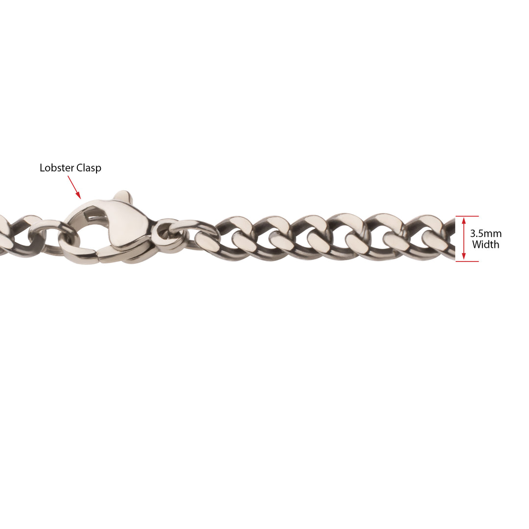 3.5mm Titanium Flat Curb Chain Necklace with Lobster Clasp