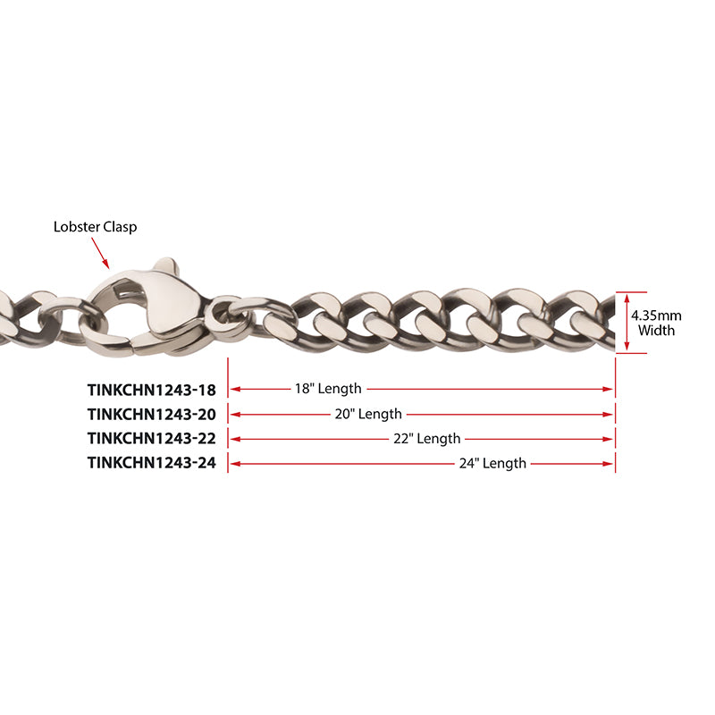 4.35mm Titanium Flat Curb Chain Necklace with Lobster Clasp
