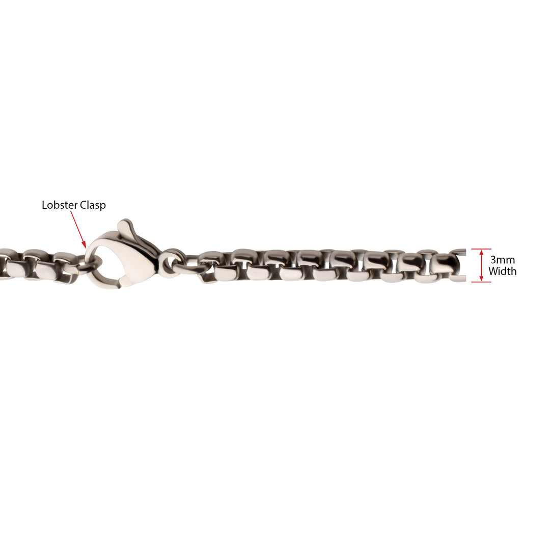 3mm Titanium Box Chain Necklace with Lobster Clasp