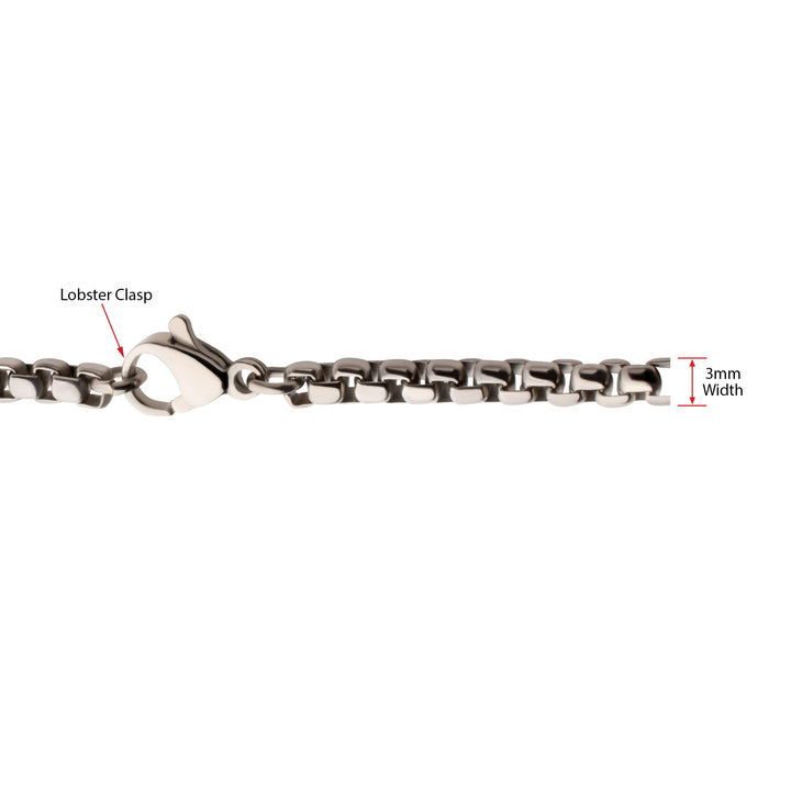 3mm Titanium Box Chain Necklace with Lobster Clasp