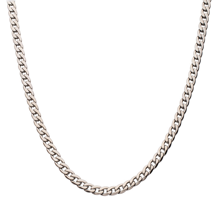 7.4mm Titanium Curb Chain Necklace with Lobster Clasp