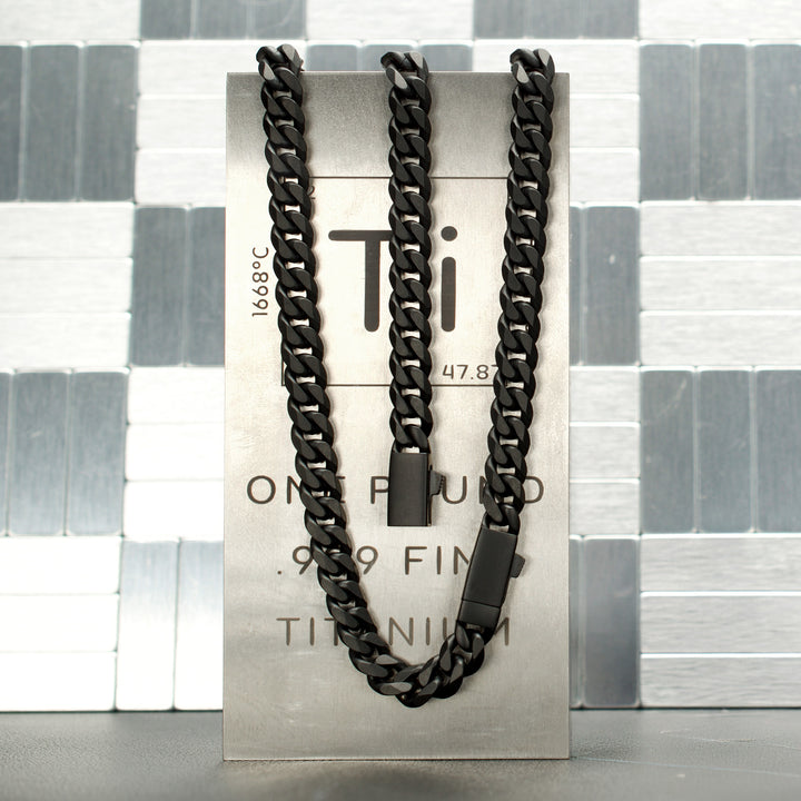 8mm Black IP Titanium Matte Finish Diamond Cut Cuban Chain Necklace