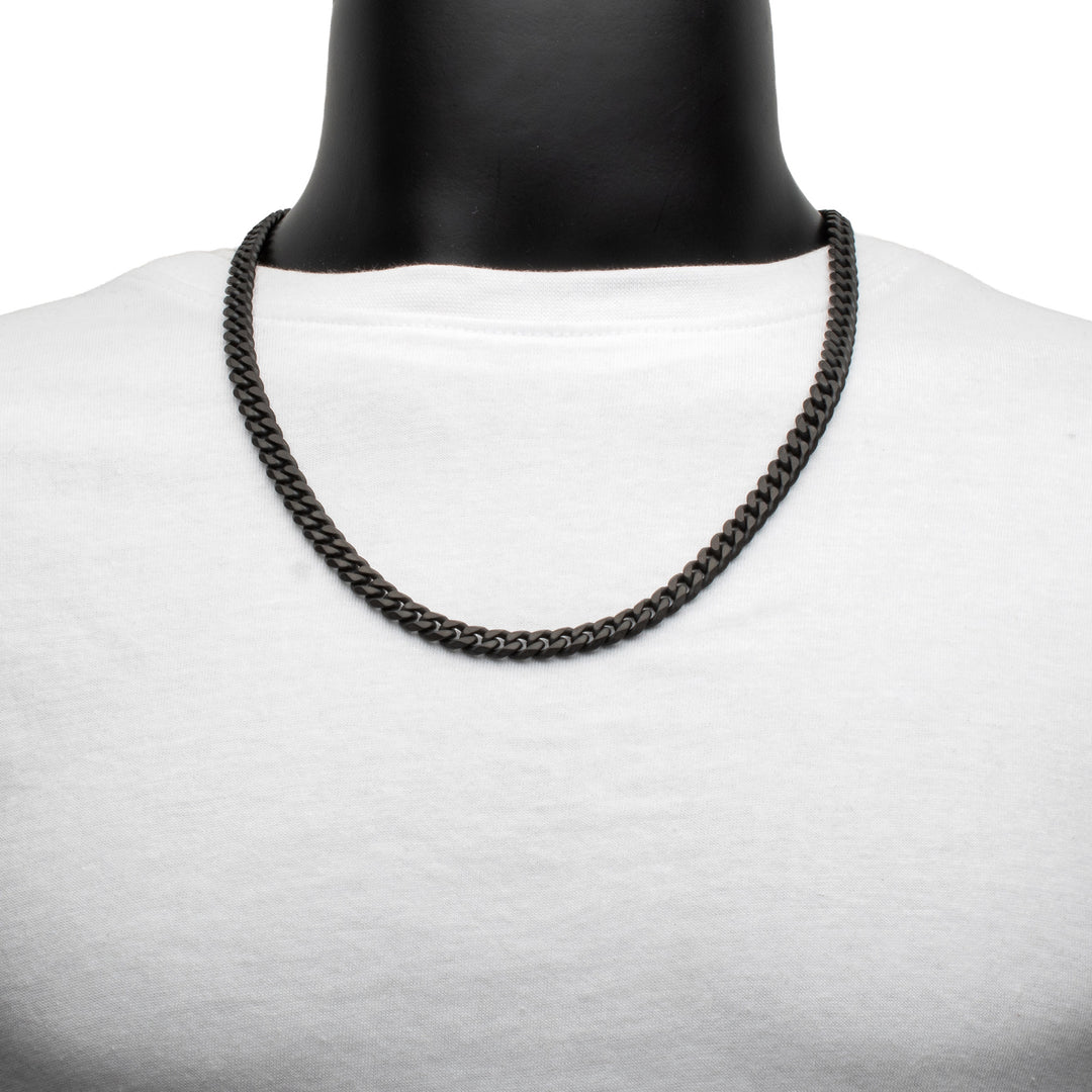 8mm Black IP Titanium Matte Finish Diamond Cut Cuban Chain Necklace