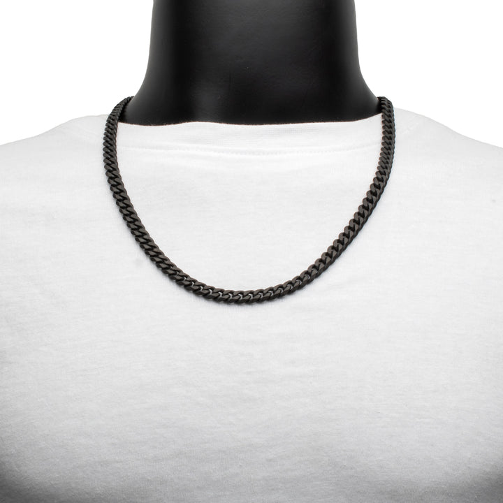 8mm Black IP Titanium Matte Finish Diamond Cut Cuban Chain Necklace