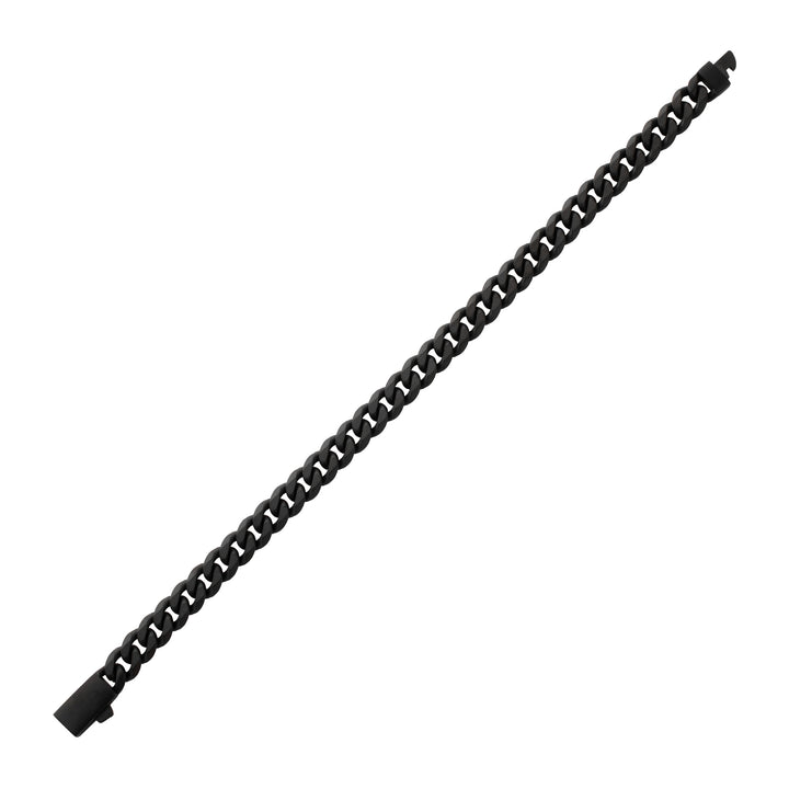 8mm Black IP Titanium Matte Finish Diamond Cut Cuban Chain Bracelet