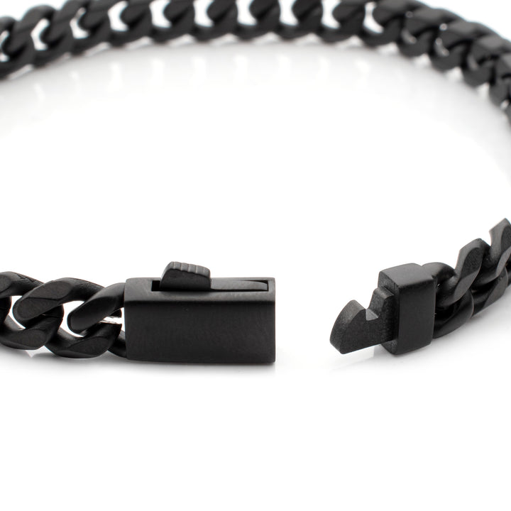 8mm Black IP Titanium Matte Finish Diamond Cut Cuban Chain Bracelet