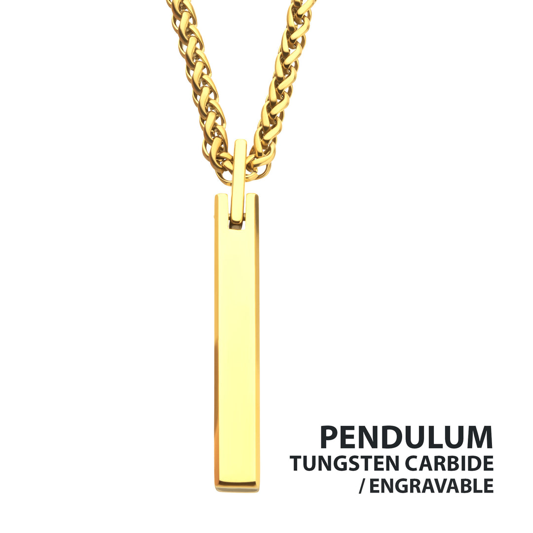 18Kt Gold IP Tungsten Carbide Monolith Engravable Pendant