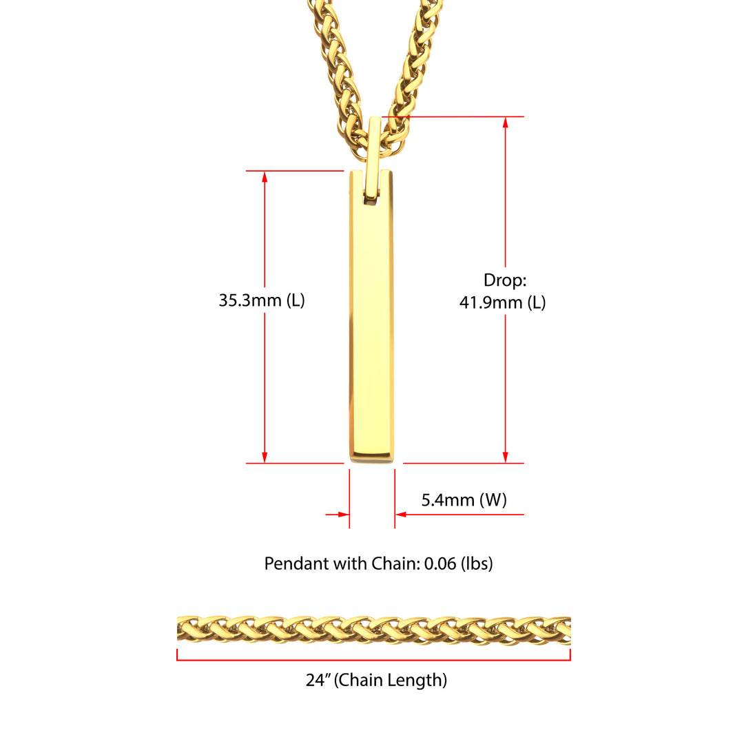 18Kt Gold IP Tungsten Carbide Monolith Engravable Pendant