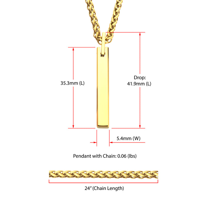 18Kt Gold IP Tungsten Carbide Monolith Engravable Pendant