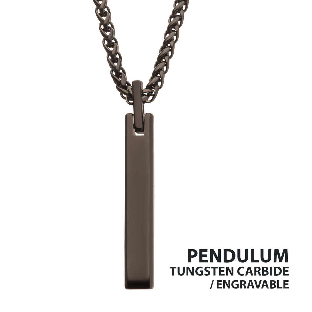 Black IP Tungsten Carbide Monolith Engravable Pendant