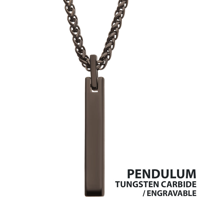 Black IP Tungsten Carbide Monolith Engravable Pendant