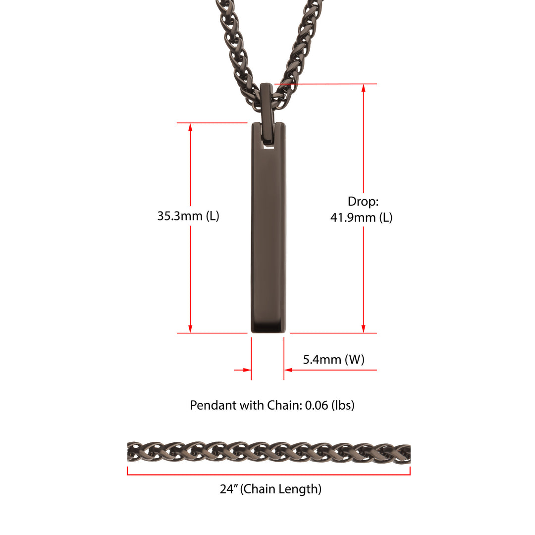 Black IP Tungsten Carbide Monolith Engravable Pendant