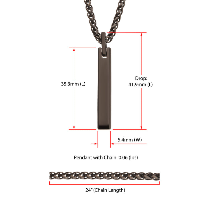 Black IP Tungsten Carbide Monolith Engravable Pendant