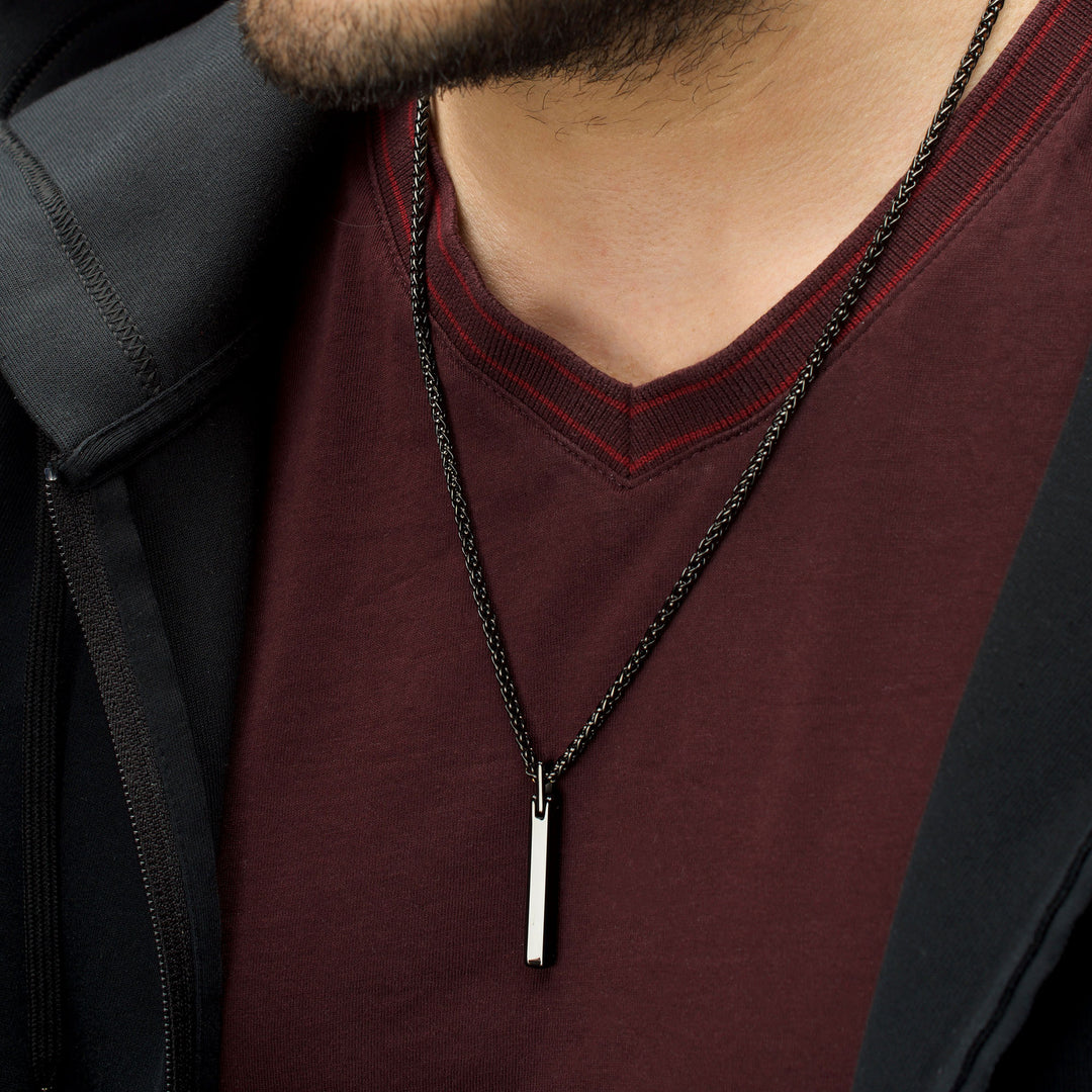 Black IP Tungsten Carbide Monolith Engravable Pendant