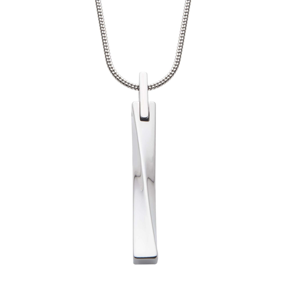 Tungsten Carbide Warped Monolith Pendant with Steel Snake Chain