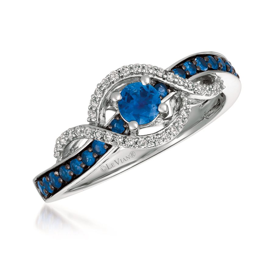 14K WHITE GOLD DIAMOND SAPPHIRE RING