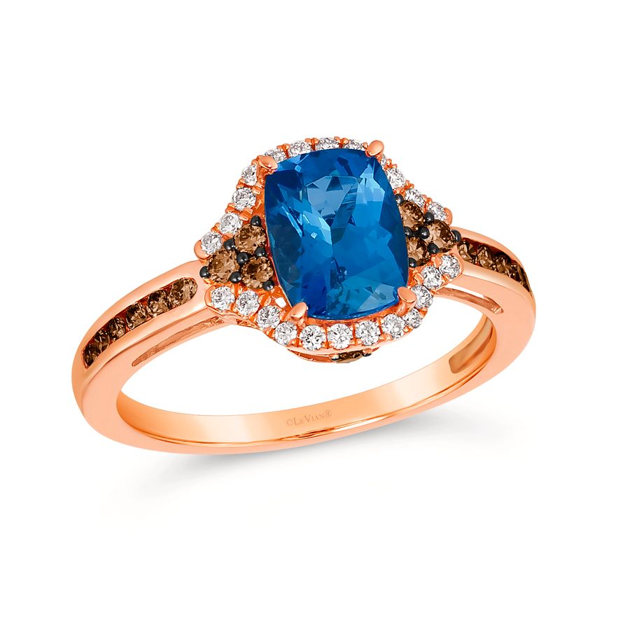 14K STRAWBERRY GOLD DIAMOND TANZANITE RING