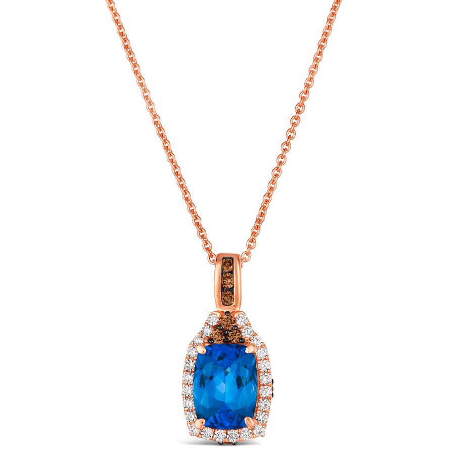 14K STRAWBERRY GOLD DIAMOND TANZANITE PENDANT
