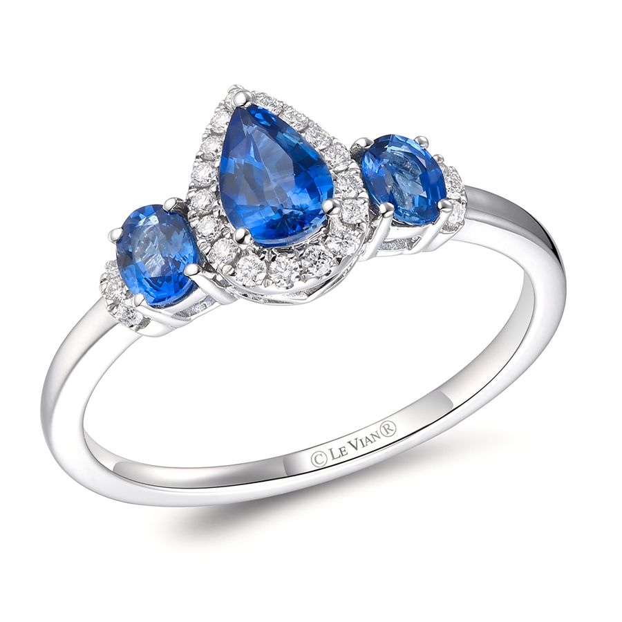14K WHITE GOLD DIAMOND SAPPHIRE RING