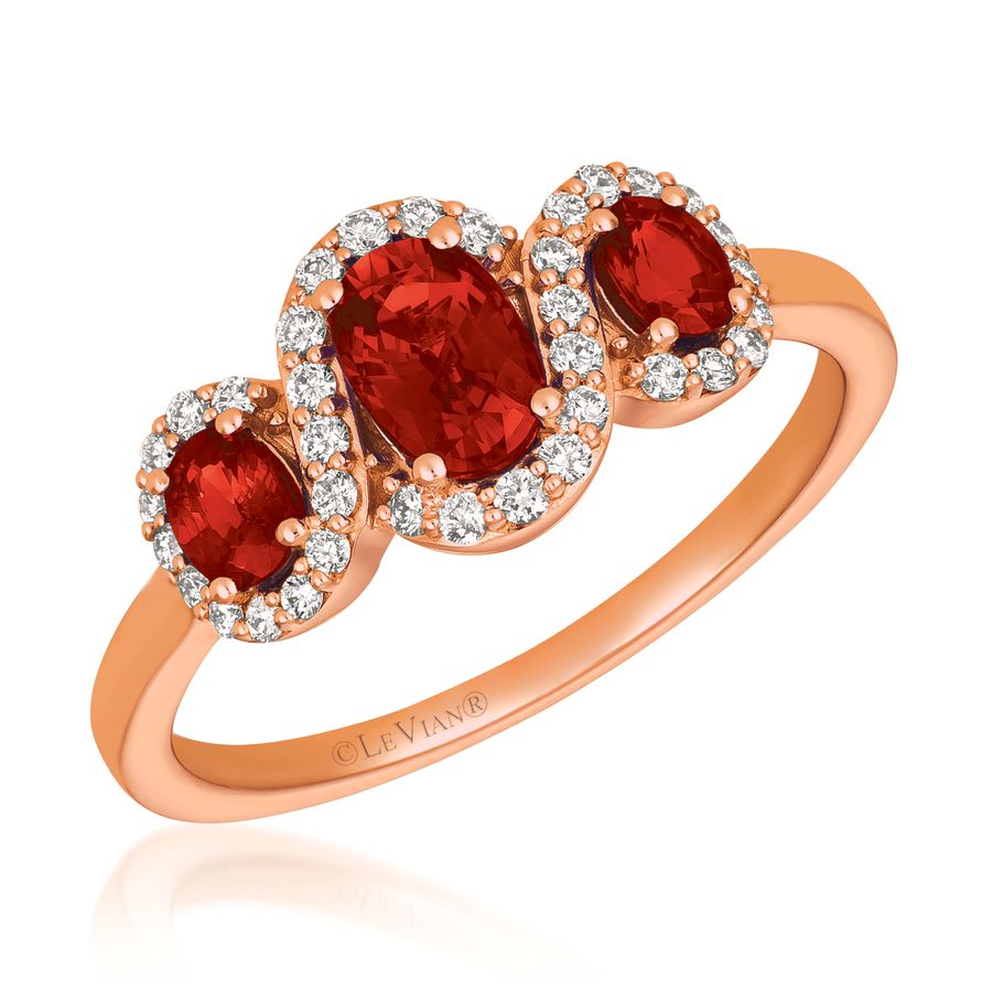 14K STRAWBERRY GOLD DIAMOND RUBY RING