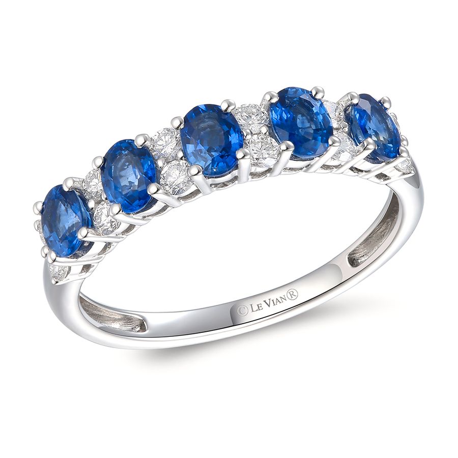14K WHITE GOLD DIAMOND SAPPHIRE RING