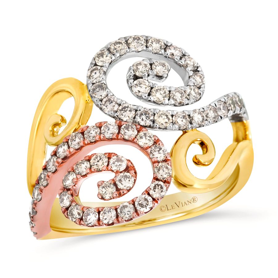 14K THREE TONE GOLD DIAMOND  RING