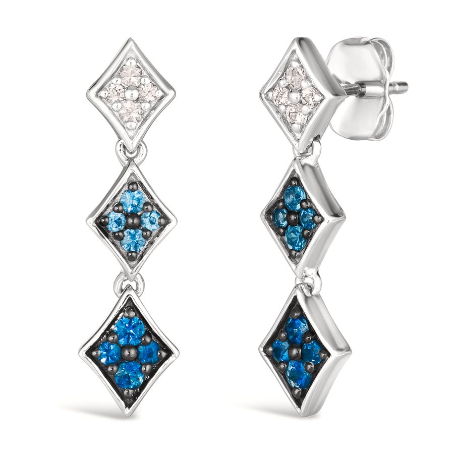 14K WHITE GOLD SAPPHIRE OMBRE, WHITE SAPPHIRE EARR