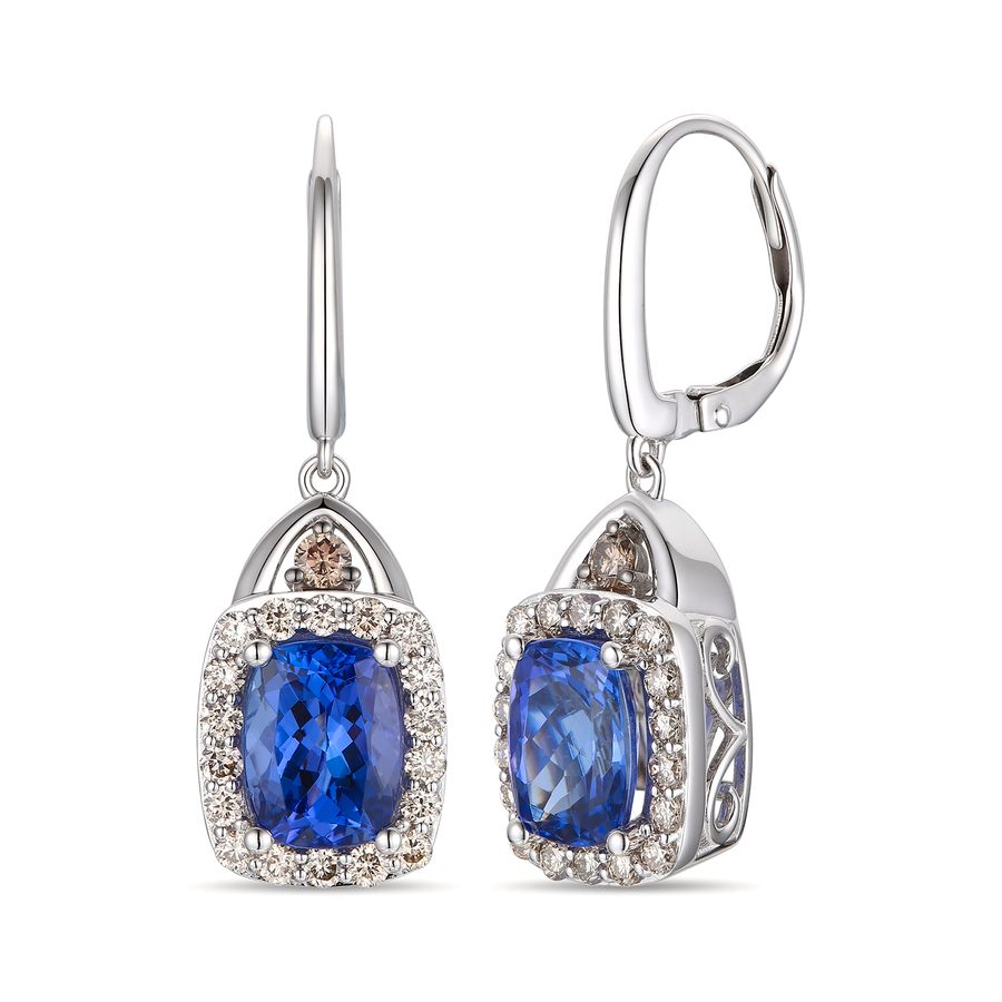 14K WHITE GOLD DIAMOND TANZANITE EARRINGS