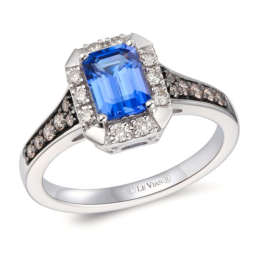 14K WHITE GOLD DIAMOND TANZANITE RING