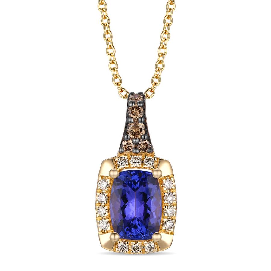 14K YELLOW GOLD DIAMOND TANZANITE PENDANT