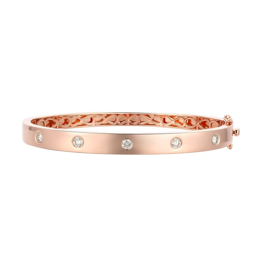 14K STRAWBERRY GOLD DIAMOND  BANGLE