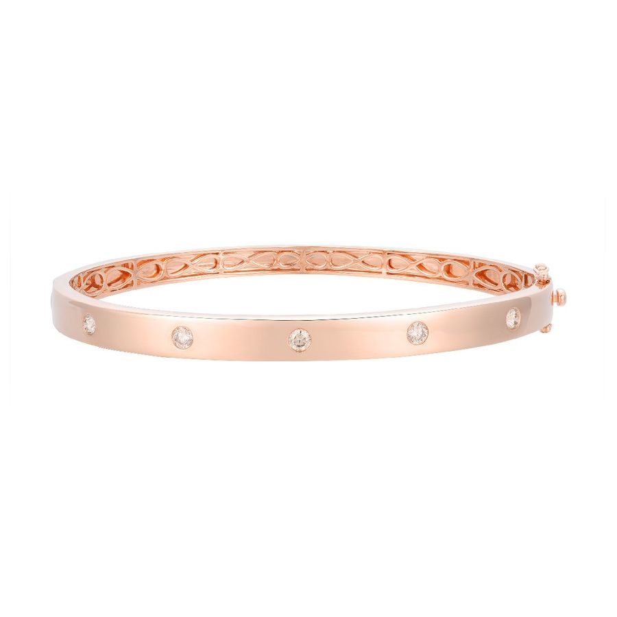 14K STRAWBERRY GOLD DIAMOND  BANGLE