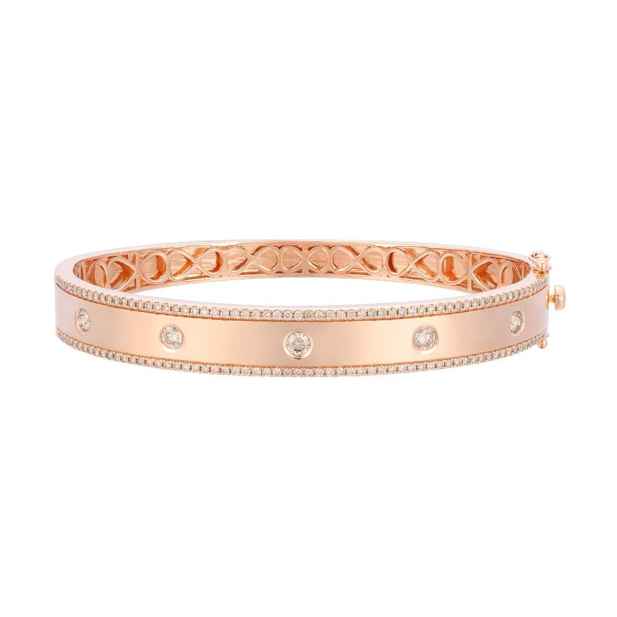 14K STRAWBERRY GOLD DIAMOND  BANGLE