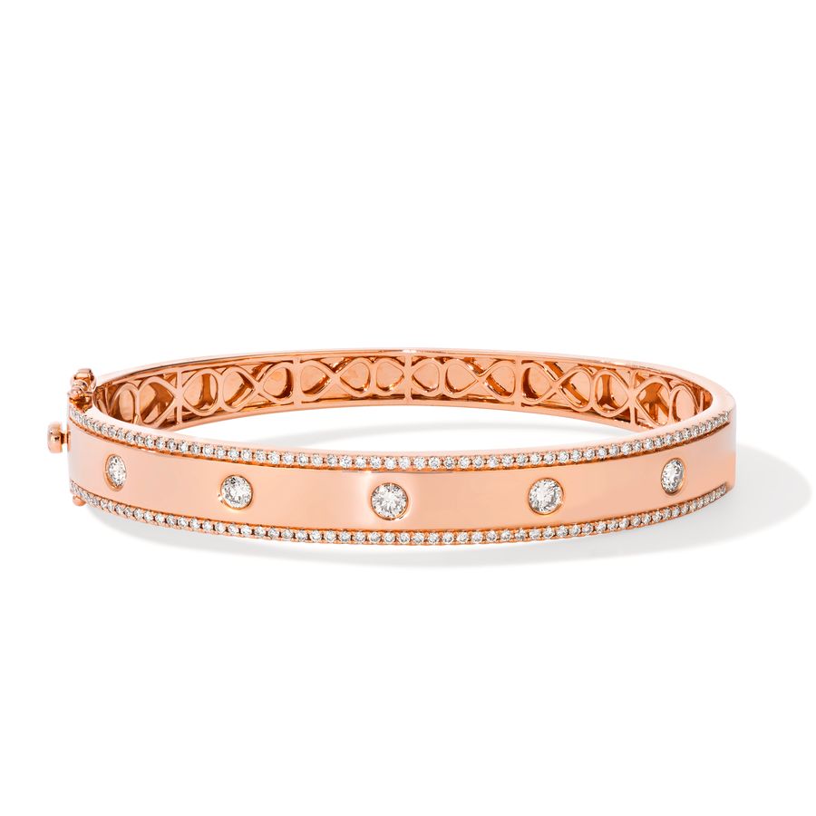 14K STRAWBERRY GOLD DIAMOND  BANGLE