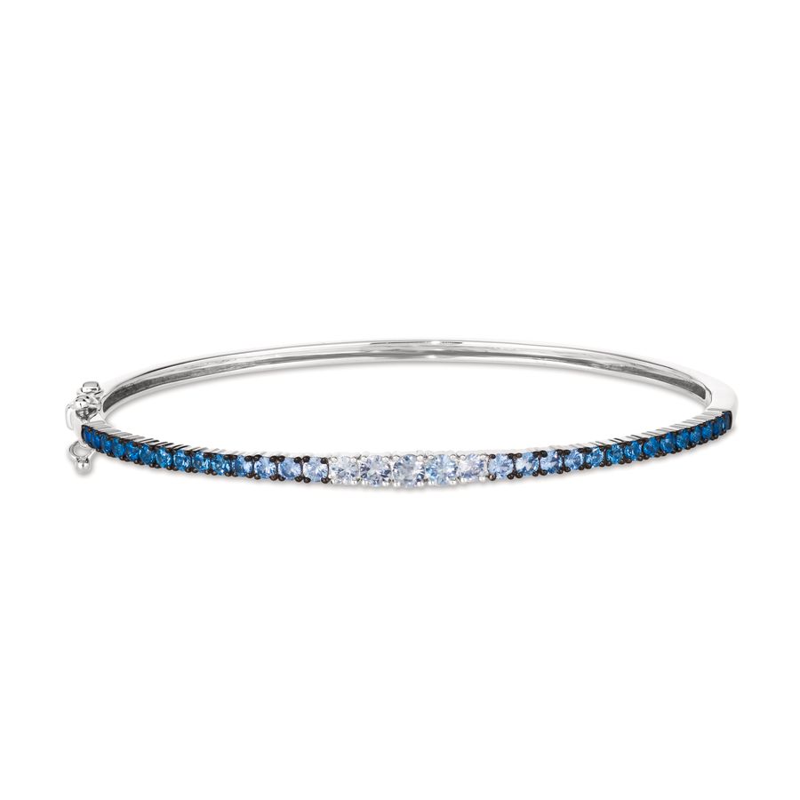 14K WHITE GOLD SAPPHIRE OMBRE, WHITE SAPPHIRE BANG