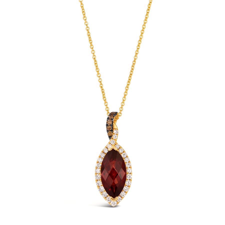 14K YELLOW GOLD DIAMOND GARNET PENDANT