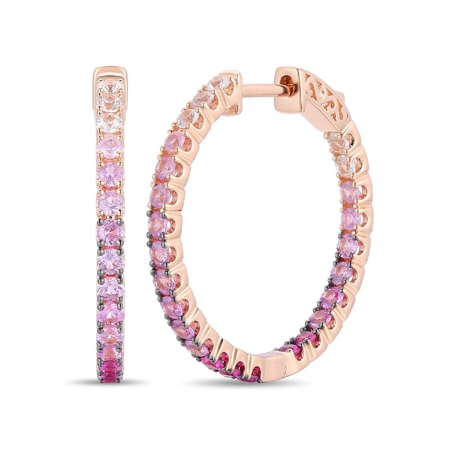 14K STRAWBERRY GOLD PINK SAPPHIRE OMBRE, WHITE SAP
