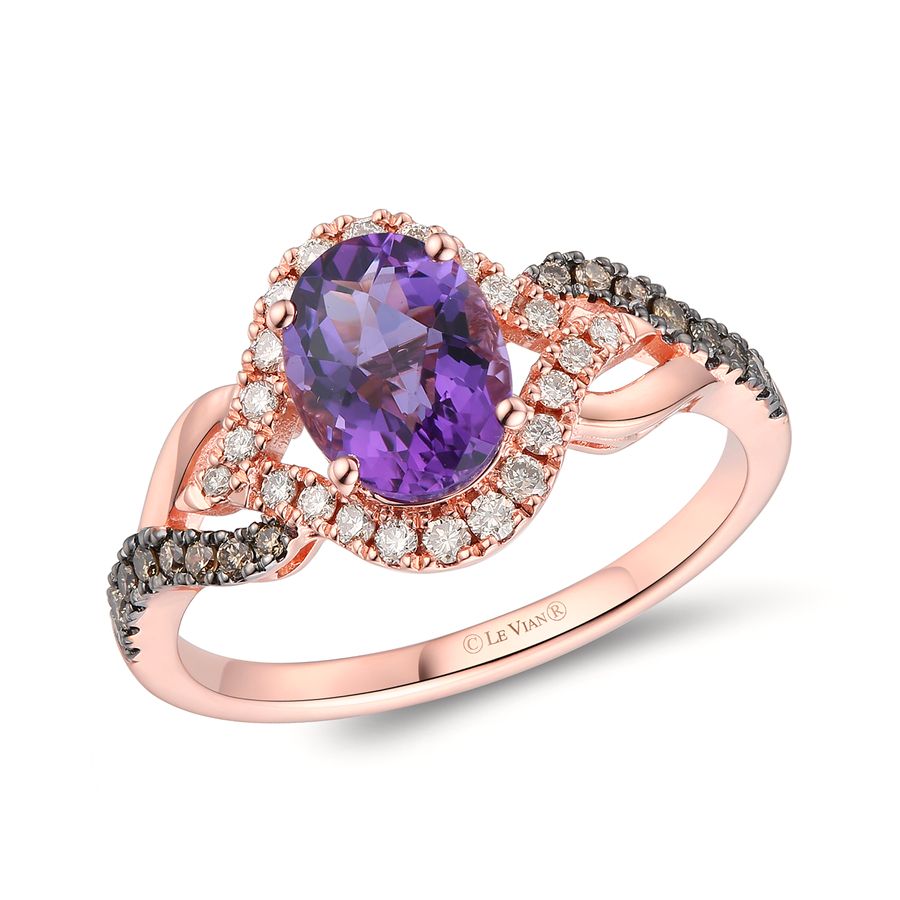 14K WHITE GOLD DIAMOND AMETHYST RING